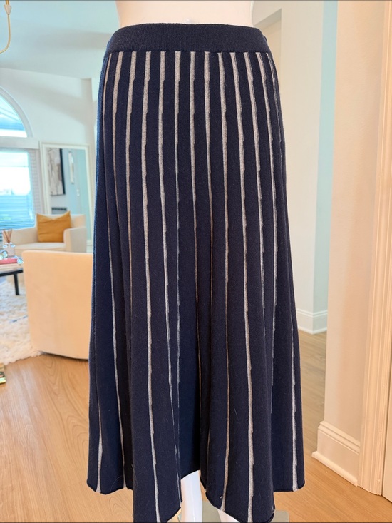 Pure Collection Dresses & Skirts - Pure Collection Navy and Cream Striped Knit Midi Skirt